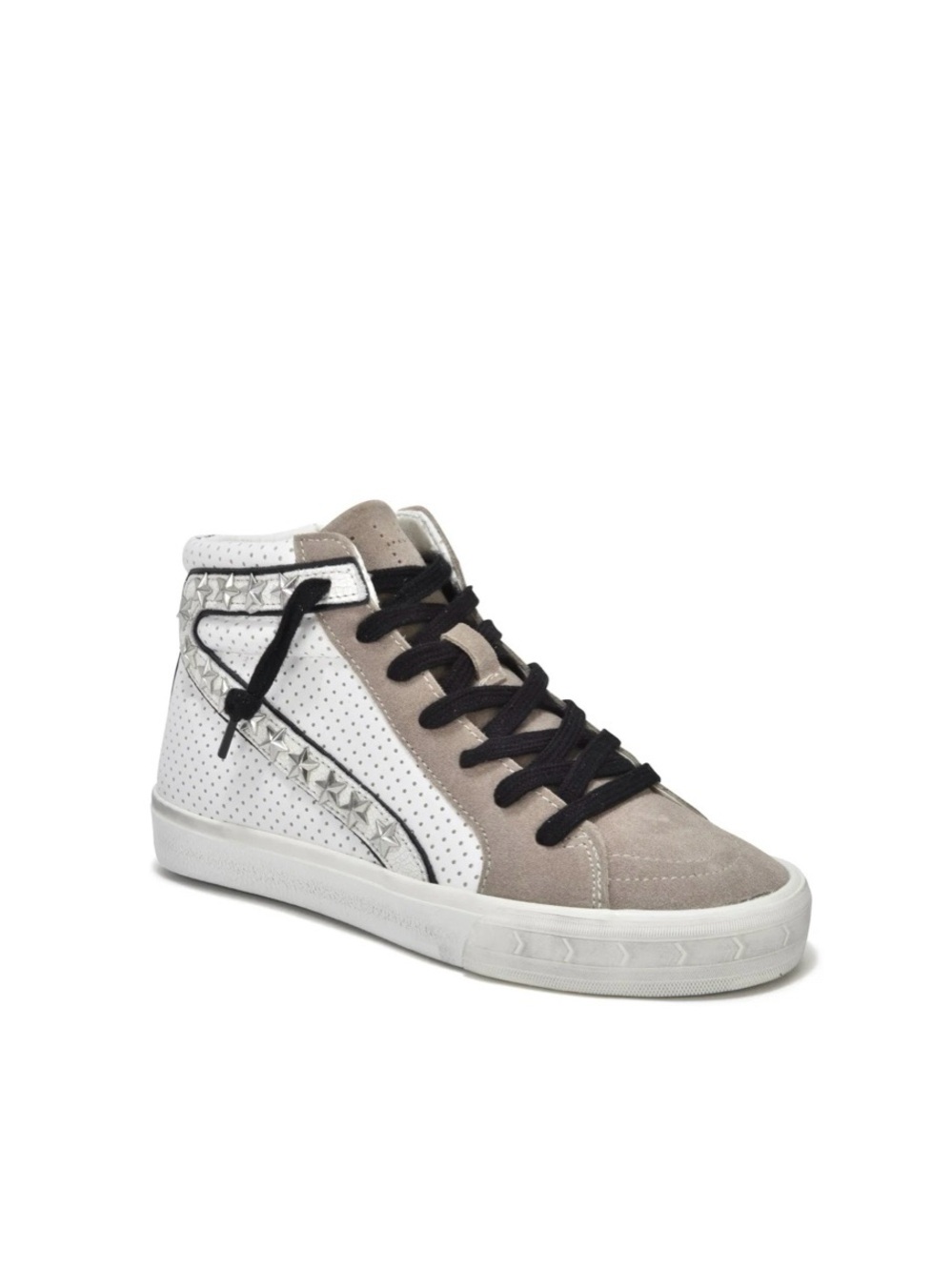 Vintage Havana Gadol Distressed Sneakers in White & Taupe Size 6.5